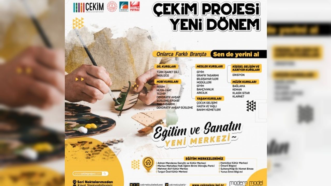 ÇEKMEKÖY İŞ VE SANAT EĞİTİM MERKEZLERİNDE YENİ KAYIT DÖNEMİ BAŞLIYOR